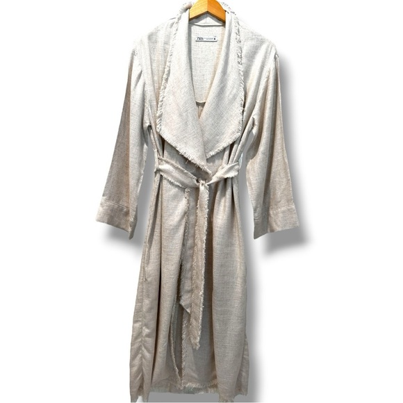 Zara Jackets & Blazers - 🌿 Zara Frayed Rustic Trench Coat – Size XS/S – NEW